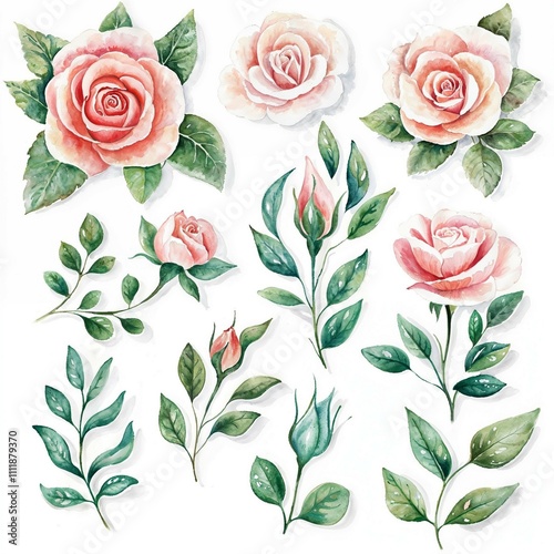 Collection of Flowers – Hand-Drawn Botanical Illustration Featuring 'Pink