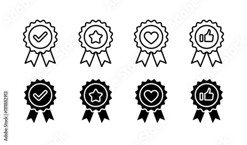 Medal set icons. Linear and silhouette style. Vector icons.