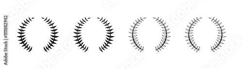 Wreath set icons. Linear and silhouette style. Vector icons.