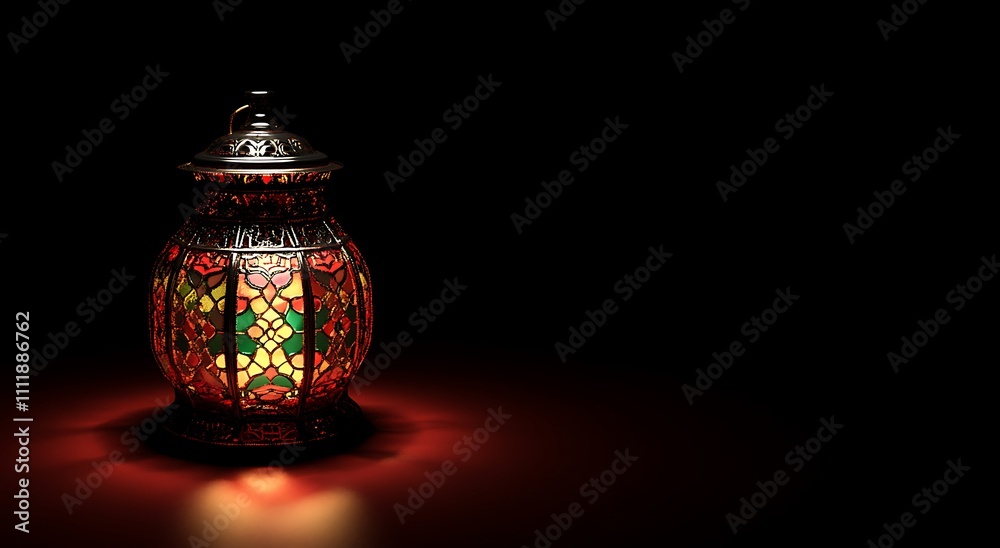 Stylish, glowing lantern in a dark, dramatic setting.. A striking, 3D rendered image of a dark metal lantern with a unique, slatted design. Stylish, glowing lantern in a dark, dramatic setting.. A striking, 3D rendered image of a dark metal lantern with a unique, slatted design.