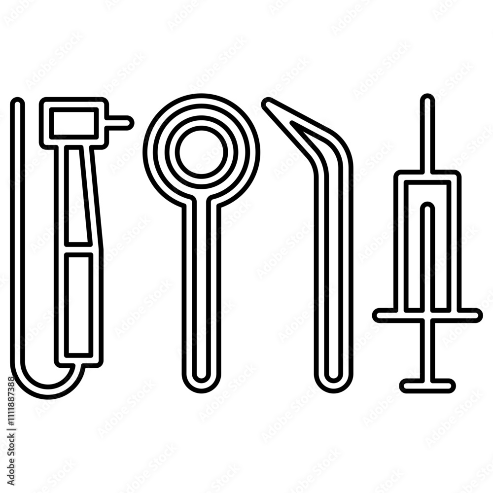 Dental equipment icon in line style Dental equipment icon in line style