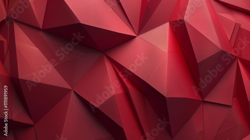 Creating a modern, elegant backdrop, a low poly red polygonal geometric surface forms intricate triangles, adding a contemporary touch perfect for digital art or decoration