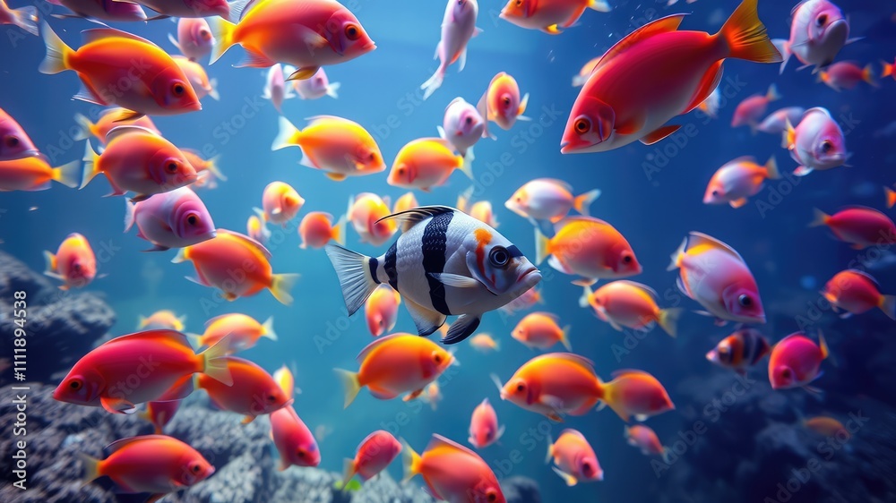 Fish images, fish in the aquarium, Lots of colorful fishes swimming in the water	