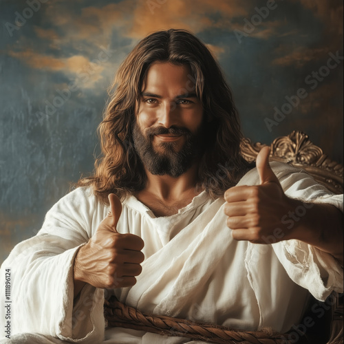Meme-Inspired Profile Picture of Jesus with Thumbs Up Gesture