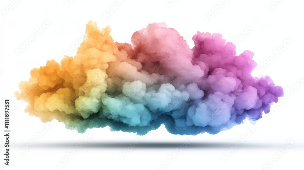 Colorful Smoke Cloud  Abstract Rainbow  Design Element   Pastel Colors  3D Render  Backgro