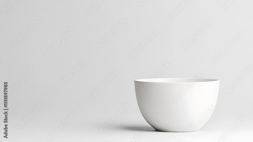 White porcelain bowl on white surface mock up White porcelain bowl on white surface mock up