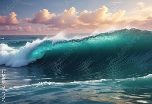 Oceanic Waves in a Vibrant Abstract Landscape , vibrant colors, organic shapes