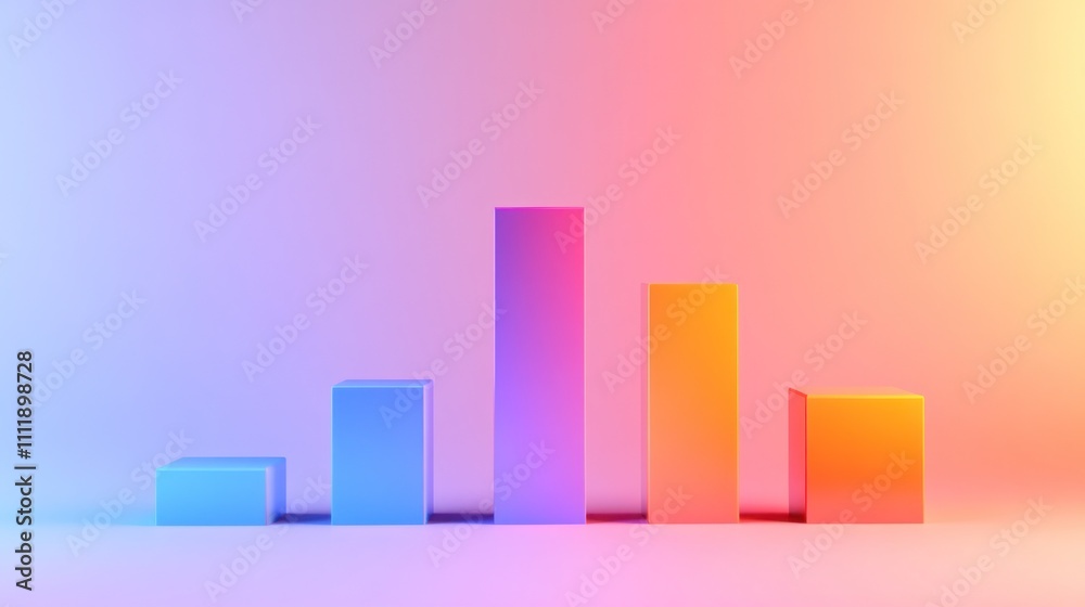 3D bar graph in pastel colors representing data visualization 3D bar graph in pastel colors representing data visualization