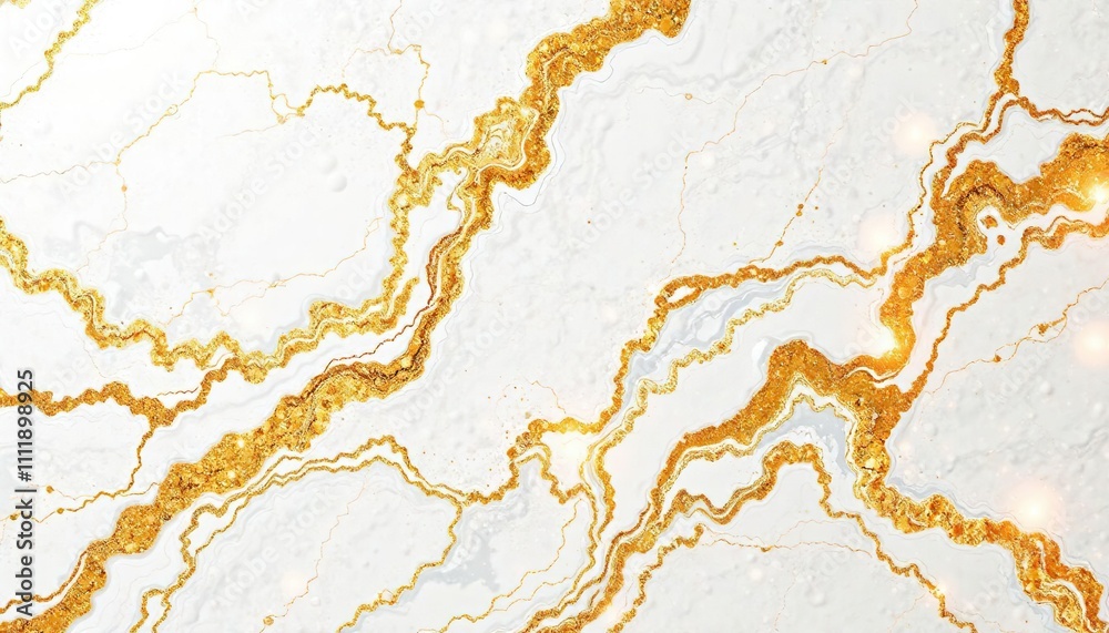 Obraz premium White and gold marbled effect with sparkling highlights , ethereal, white, effect