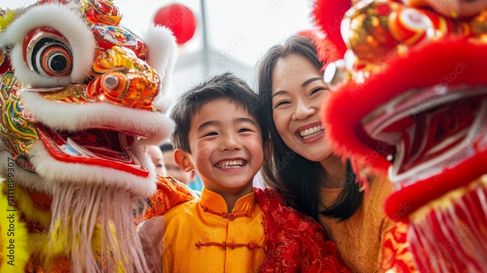 Joyful Generational Family Celebration with Smiling Faces and Lions Joyful Generational Family Celebration with Smiling Faces and Lions