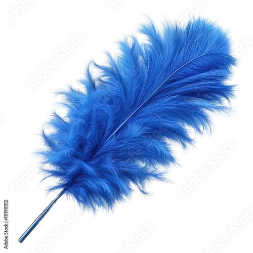 A blue feather duster. isolated on transparent background.