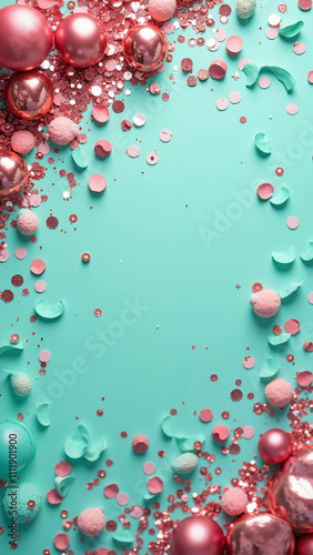 Wallpaper Mural Vibrant Teal and Coral Confetti Celebration: Perfect for Festive Events, Holiday Marketing, and Joyful Designs Torontodigital.ca