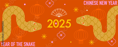 Chinese New Year banner. Snake symbol of the year.