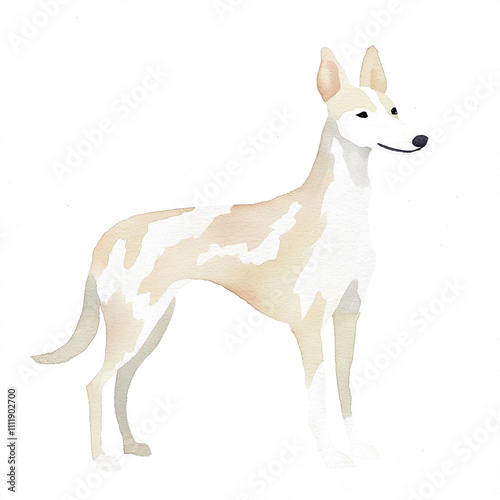 Simple Borzoi Dog Watercolor Illustration With Elegant Design photo