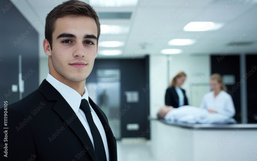 A young professional, standing in a large medical center, next to a friendly nurse, is helping a patient. Reflects the modern medical environment and calm atmosphere
A young professional, standing in a large medical center, next to a friendly nurse, is helping a patient. Reflects the modern medical environment and calm atmosphere