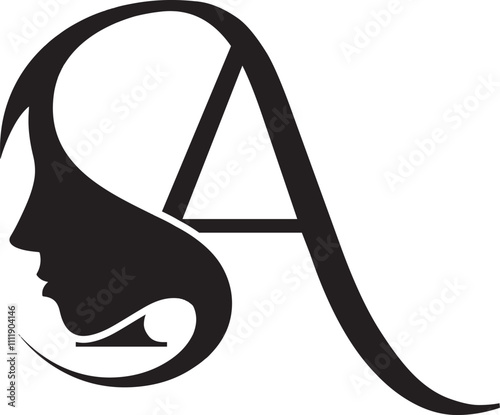 beauty salon monogram letter a woman silhouette logo design