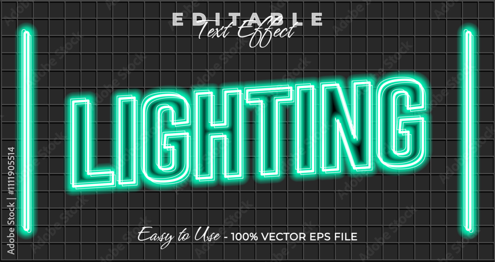 Fototapeta premium Lighting text effect, glow neon graphic style, light editable text