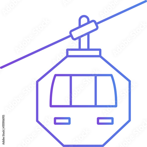 Cable Car vector icon with an isolated background