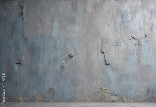 Grey-blue wall with an irregular, speckled texture and small cracks, resembling old stucco, distressed look, building facade , rough hewn photo