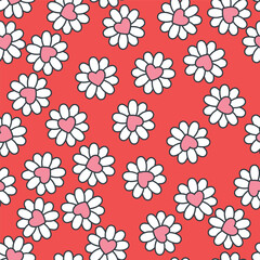 Wandcirkels Kinderkamer patronen Groovy bloemen en hartjes Valentijn  © Evgeniya Khudyakova