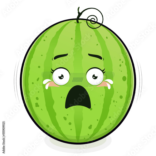 watermelon scared face cartoon cute