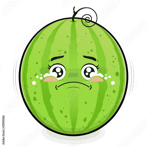 watermelon scared face cartoon cute