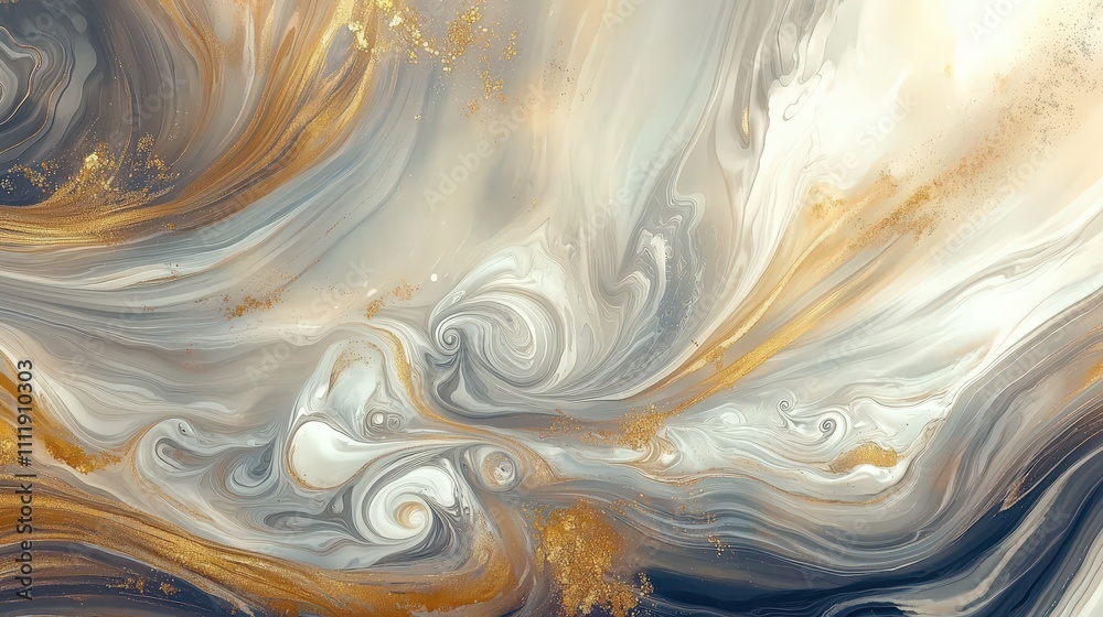 Elegant Gold and Grey Marble Texture Abstract Background Swirls
