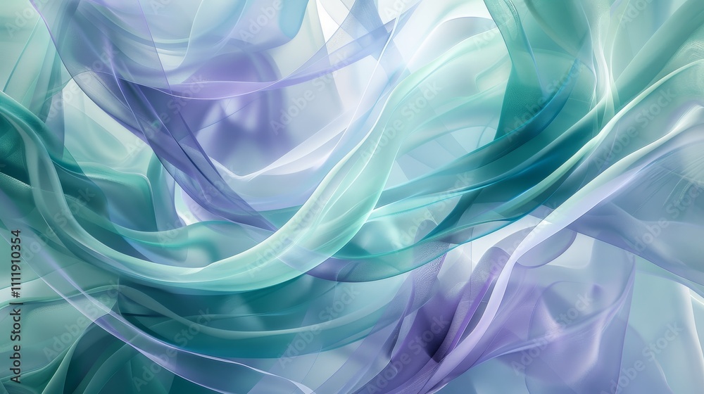Teal and lavender fabric flowing and creating an abstract design, ideal for backgrounds and textures Teal and lavender fabric flowing and creating an abstract design, ideal for backgrounds and textures