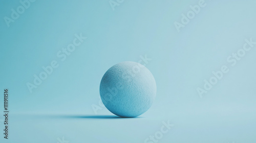 Minimalist still life soft blue sphere composition in a simple studio environment