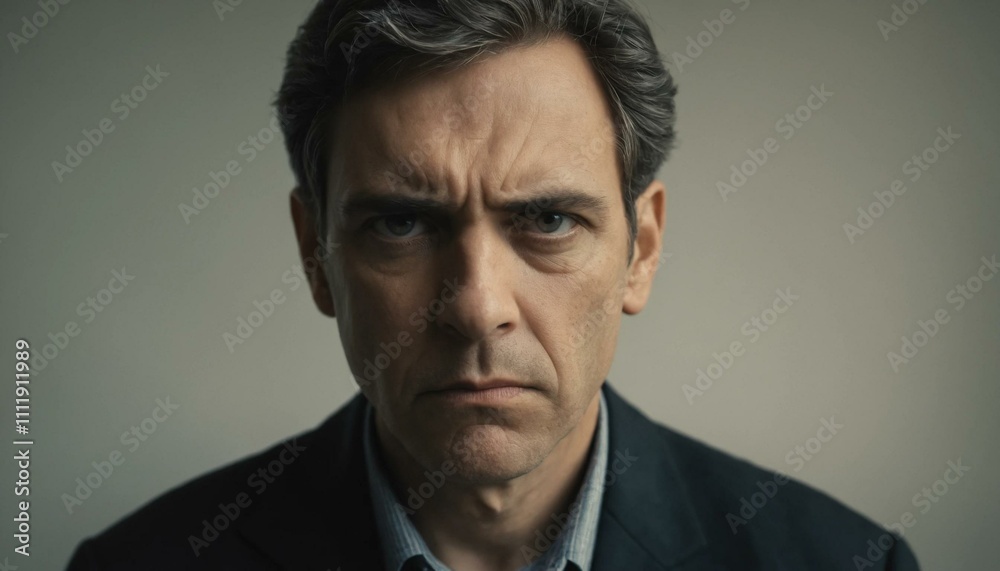 A portrait of a person with a serious expression. A portrait of a person with a serious expression.