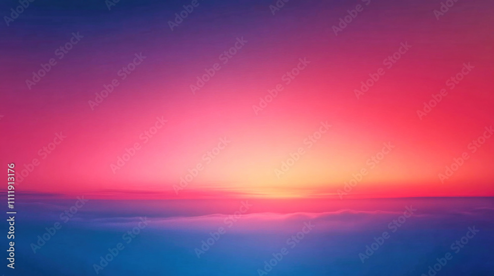 Fototapeta premium Vibrant gradient sunset transitioning from fiery red to deep midnight blue across the horizon