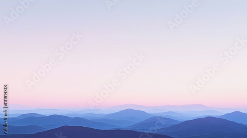 Morning sky gradient transitions from lavender to light blue over distant mountains