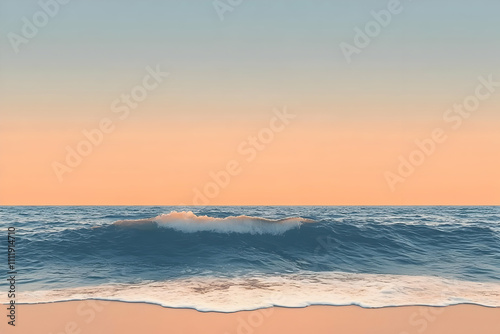 Ocean Wave Crashing on Sandy Beach at Sunset