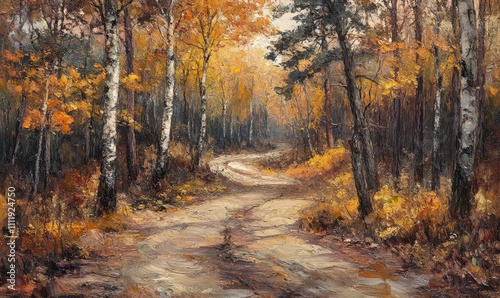 Trail in the autumn forest background