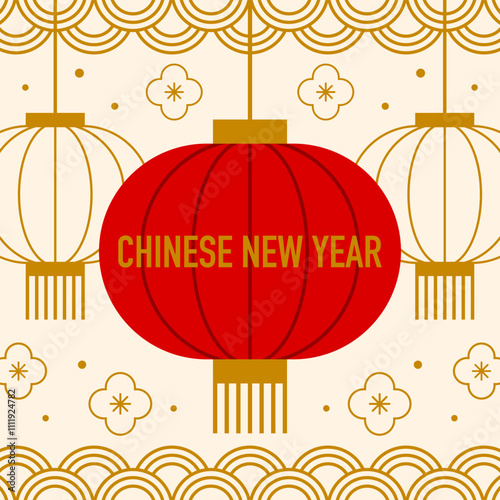 Chinese New Year template. Asian lanterns.