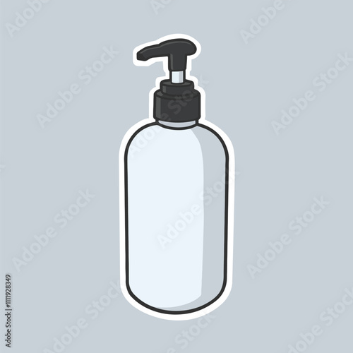 Pump Bottle Mock Up Cartoon Style Sticker Vector Cute Illustration