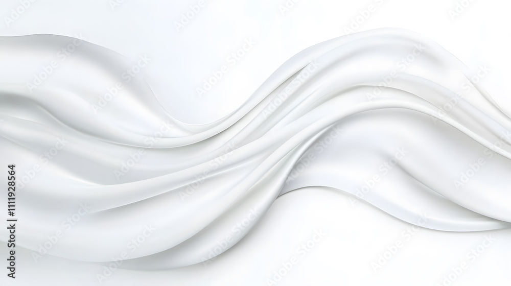 Elegant and minimalist white wave texture. Abstract smooth elegant white fabric silk texture soft background, flowing satin waves