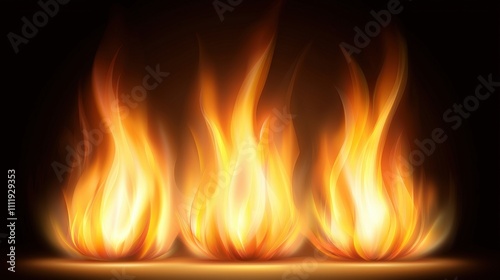 Fiery Flames Burning Fire Hot Embers Transparent Background Orange Yellow Heat Ener