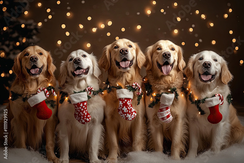 golden retrievers in Chritmas