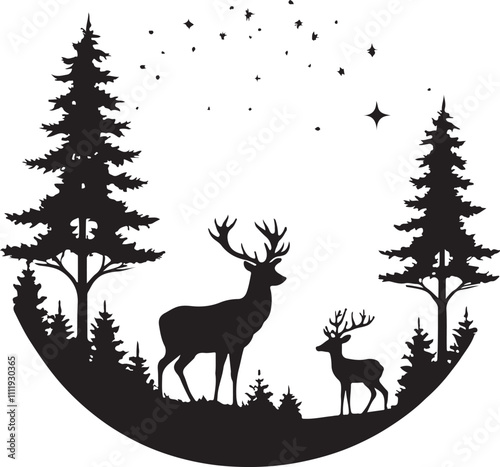 christmas tree and two deer