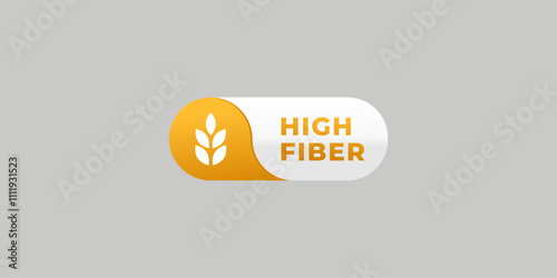 High fiber label or High fiber sign design element vector. High fiber icon for product packaging design element. High fiber label for packaging design element.