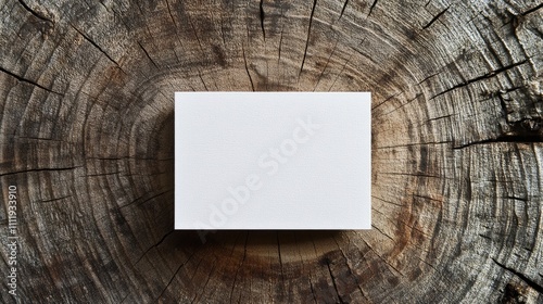 Blank business card mockup resting on rustic wood background