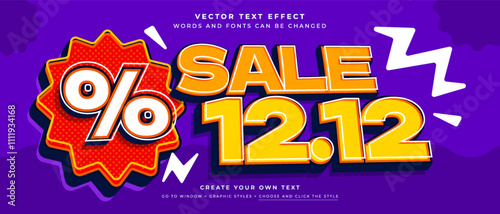 12.12 text effect, December sale promotion graphic style