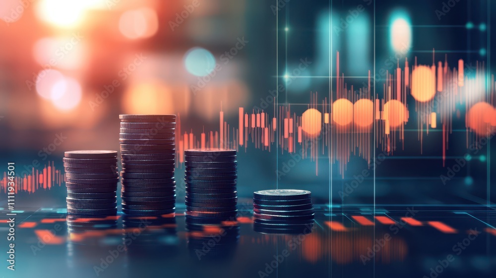 Stack of coins forming a graph, financial strategy, symbol of wealth growth and investment planning Stack of coins forming a graph, financial strategy, symbol of wealth growth and investment planning