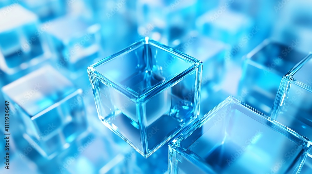 Abstract close-up of blue glass cubes. Abstract close-up of blue glass cubes.