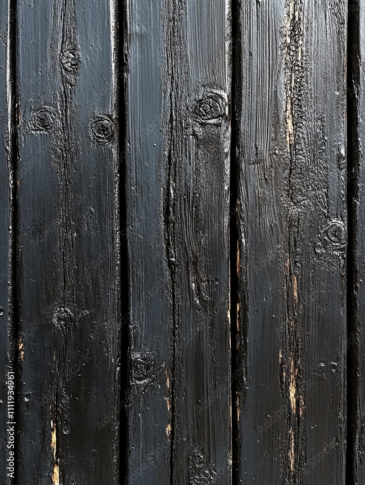 Fototapeta premium Close up of a black wood paneled wall, black background
