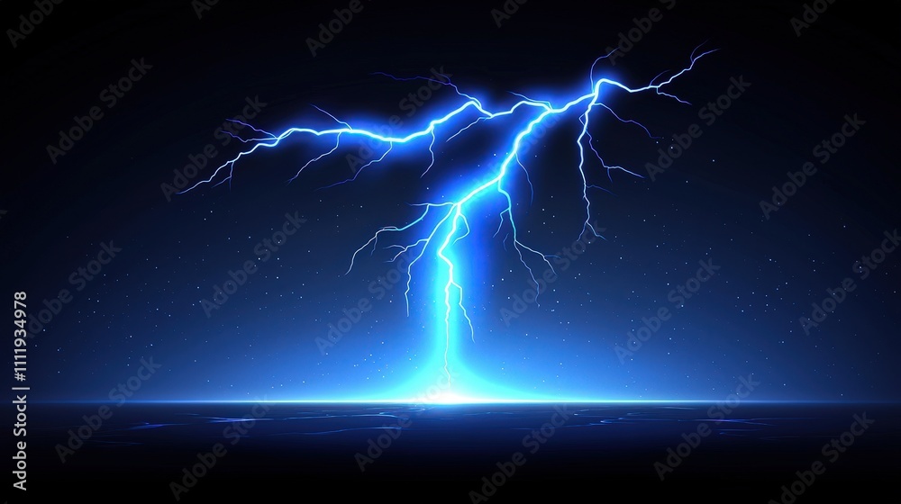 Dramatic Blue Lightning Strike Night Sky Energy Power Abstract Background Dramatic Blue Lightning Strike Night Sky Energy Power Abstract Background