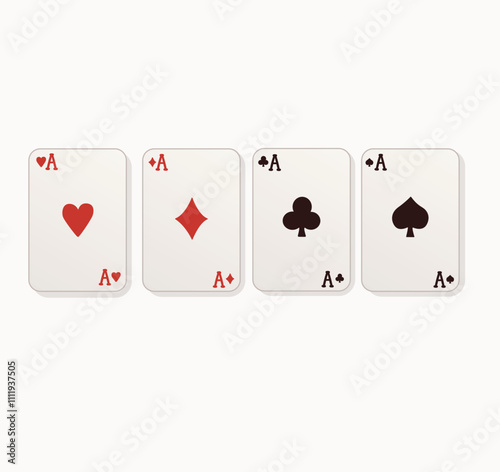 set of playing cards game Ace of Spades, Hearts, Diamonds and Clubs. illustration on white background