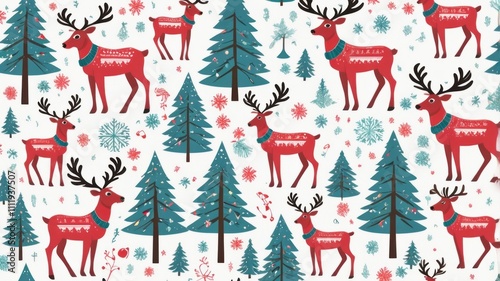 Festive Knitted Pattern: Christmas North with Deers
 photo