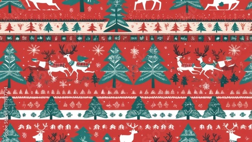 Festive Knitted Pattern: Christmas North with Deers
 photo